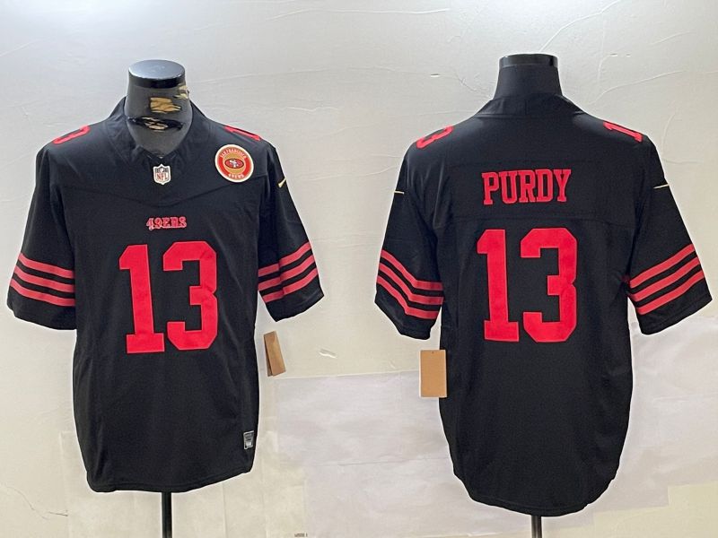 Men San Francisco 49ers 13 Purdy Black Three generations 2024 Nike Vapor Limited NFL Jersey style 4